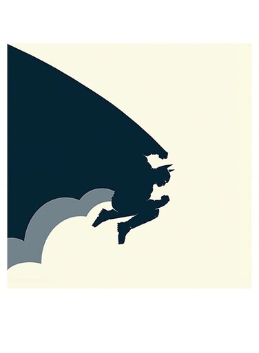 Batman Themed Printed MDF Wall Art Beige/Blue/Gray 30x30cm