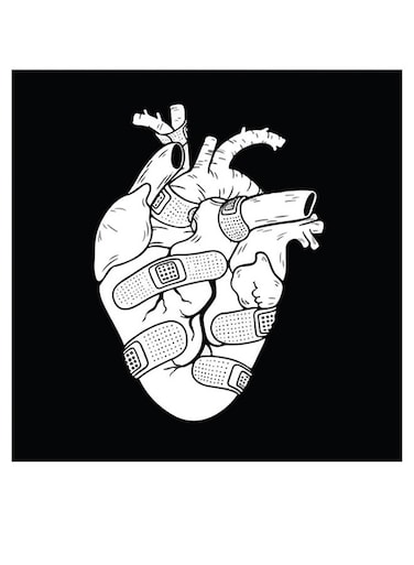 Heart Themed Wall Art White/Black 30x30cm