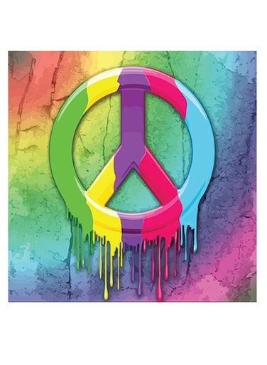 Rasta Peace Logo Themed Wall Art Blue/Green/Pink 30x30cm