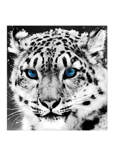 White Tiger Printed MDF Wall Art Painting Grey/White/Black 30x30centimeter