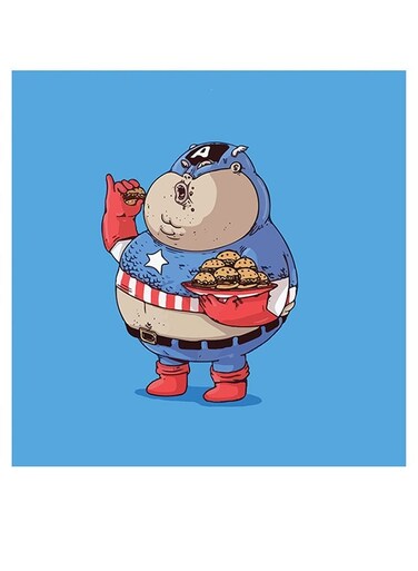 Captain America Printed Wall Art Blue/Red/White 30x30cm