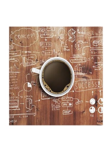 Coffee MDF Wall Art Multicolour 30x30cm