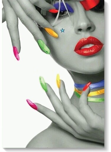 Woman Manicure Wall Art Multicolour 40x60cm