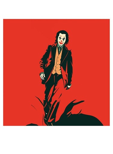 Joker Themed Wall Art Red/Black/Orange 30x30cm