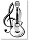Guitar Printed Wall Art Black/White 40x60cm