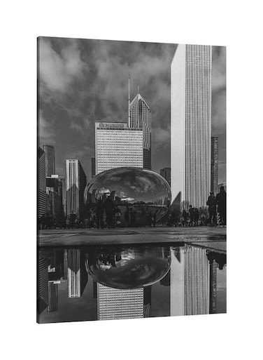 Chicago Printed Framed Canvas Wall Art Grey/White 60x80centimeter