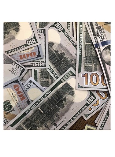 Dollars Themed Wall Art Beige/Grey/Yellow 30x30cm
