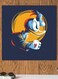 Donald Duck Themed Printed MDF Wall Art Blue/Yellow/White 30x30cm