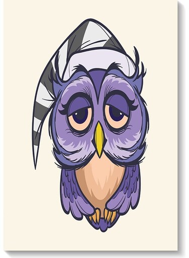 Owl Printed Wall Art Beige/Purple/Grey 40x60cm