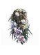 Lion And Flowers Themed Decorative Wall Art Green/Purple/White 30x30cm