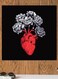 Heart Themed Wall Art White/Black/Red 30x30cm