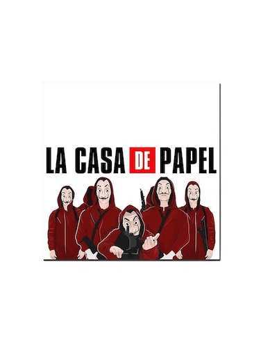 La Casa De Papel Wall Art Painting White/Red/Black 30 x 30centimeter
