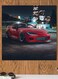Toyota Supra Themed Printed MDF Wall Art Red/Black/Blue 30x30cm