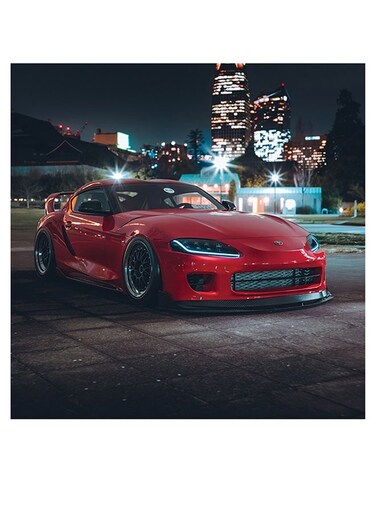 Toyota Supra Themed Printed MDF Wall Art Red/Black/Blue 30x30cm
