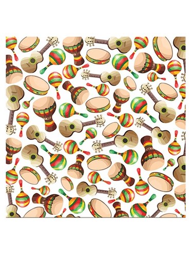 Guitar And Drum Themed Wall Art White/Brown/Green 30x30cm