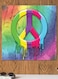 Rasta Peace Logo Themed Wall Art Blue/Green/Pink 30x30cm