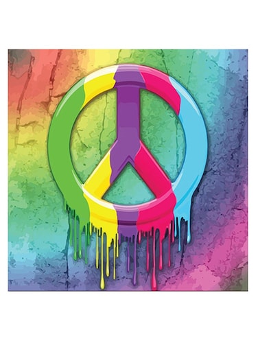 Rasta Peace Logo Themed Wall Art Blue/Green/Pink 30x30cm