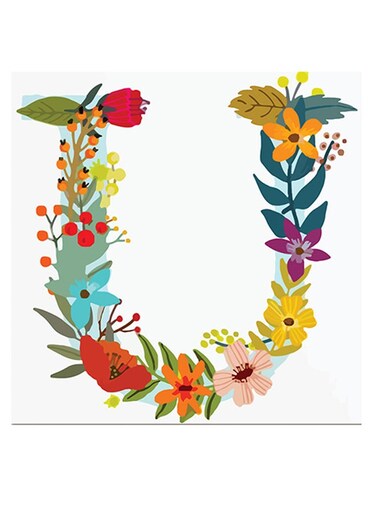 Alphabet U Themed Wall Art Red/Blue/Yellow 30x30cm