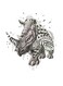 Rhino Themed Wall Art White/Grey/Green 30x30cm