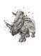 Rhino Themed Wall Art White/Grey/Green 30x30cm