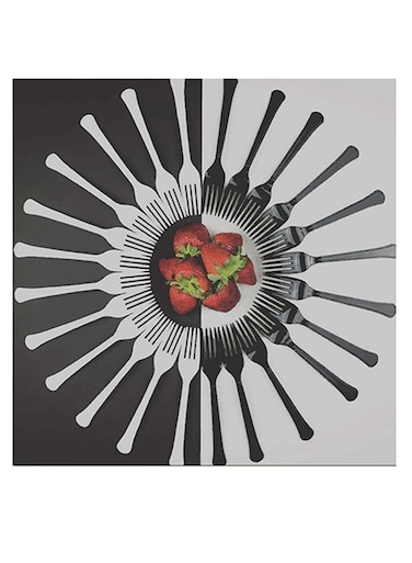 Strawberry Themed Wall Art Black/Red/White 30x30cm