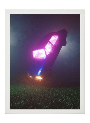 Digital Wall Art Poster Frame Neon Car 21X30 Cm