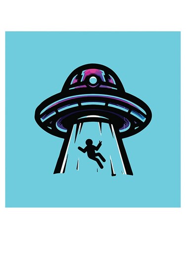 Spacecraft Themed Wall Art Blue/Black/Purple 30x30cm