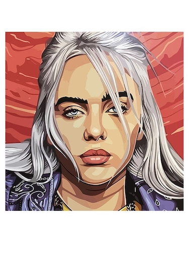 Billie Eilish Printed Wall Art Pink/Purple/Beige 30x30cm