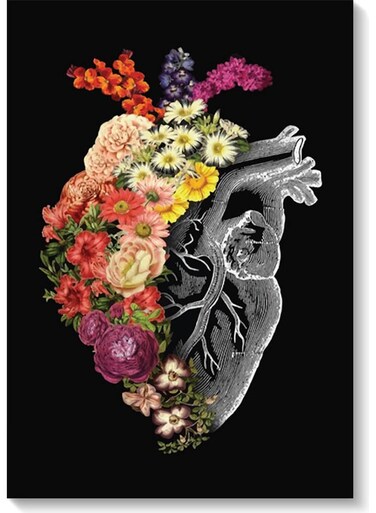 Heart And Flowers Wall Art Multicolour 40x60cm