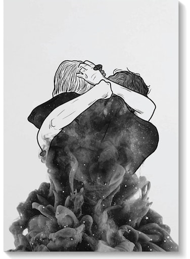 Hug Printed Wall Art White/Black 40x60cm
