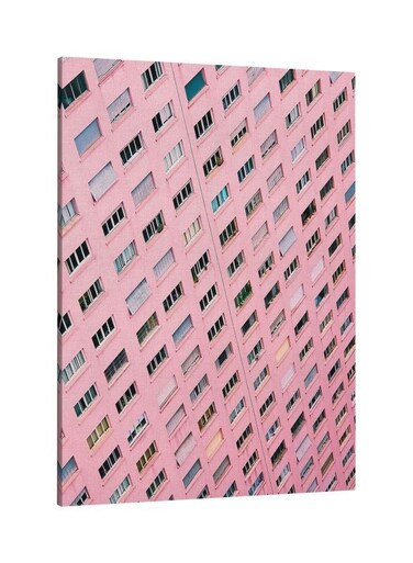 Printed Framed Canvas Wall Art Pink/White/Grey 60x80centimeter