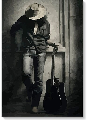 Guitarist Themed Wall Art Painting Multicolour 40x60cm