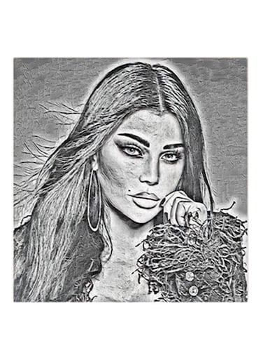 Haifa Wehbe MDF Wall Art Grey/Black