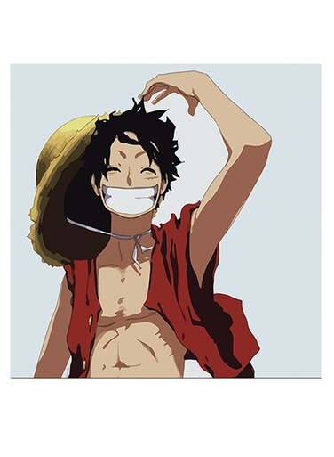 Luffy Themed Printed MDF Wall Art Beige/Grey/Red 30x30cm