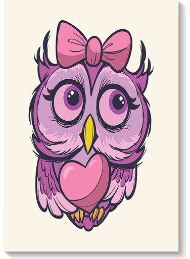 Owl Printed Wall Art Beige/Purple/Pink 40x60cm