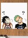 Luffy And Zoro Themed Printed MDF Wall Art White/Black/Beige 30x30cm