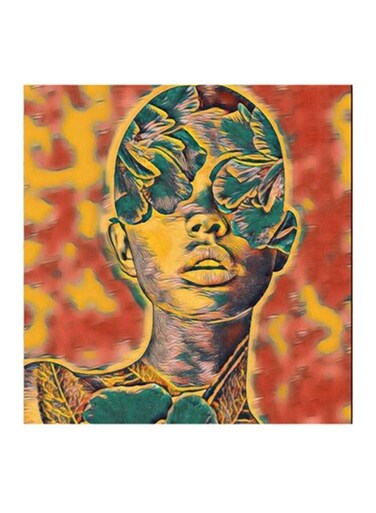 Leaf Mask MDF Wall Art Multicolour 30x30centimeter