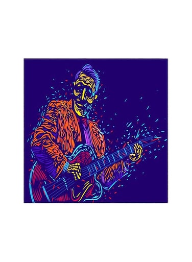 Guitar Player MDF Wall Art Multicolour 30x30cm