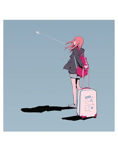 Anime Airplane Themed Wall Art Blue/Red/Pink 30x30cm