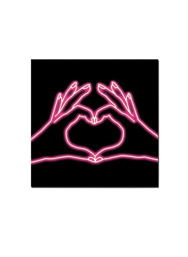 Love And Neon Wall Art Painting Black/Pink 30 x 30centimeter