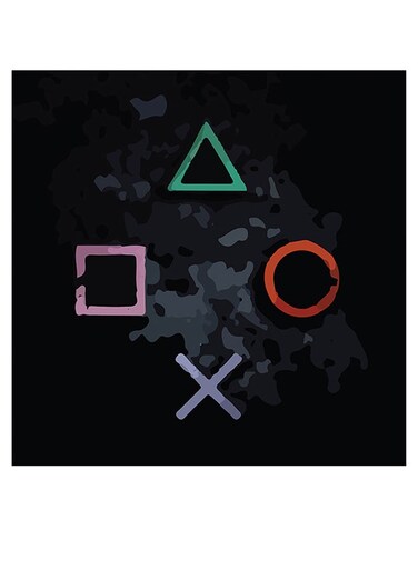 PlayStation Themed Wall Art Black/Grey/Pink 30x30cm