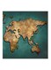 World Map MDF Wall Art Blue/Beige