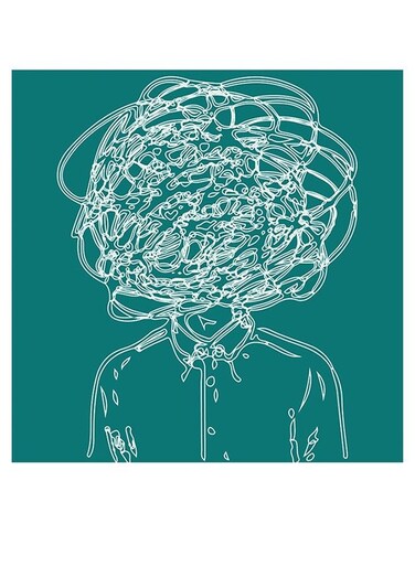 Printed MDF Wall Art Blue/White 30x30cm