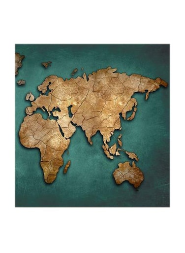 World Map MDF Wall Art Multicolour 30x30centimeter