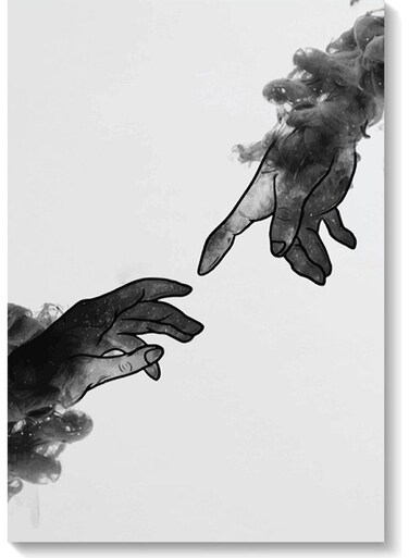 Hands Printed Wall Art Black/White 40x60cm