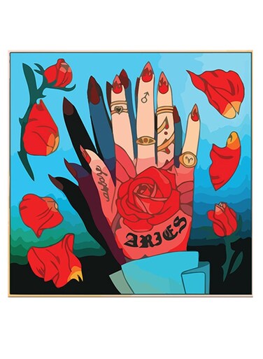 Aries Themed Wall Art Blue/Red/Black 30x30cm
