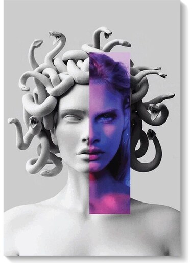 Woman And Snakes Wall Art Multicolour 40x60cm