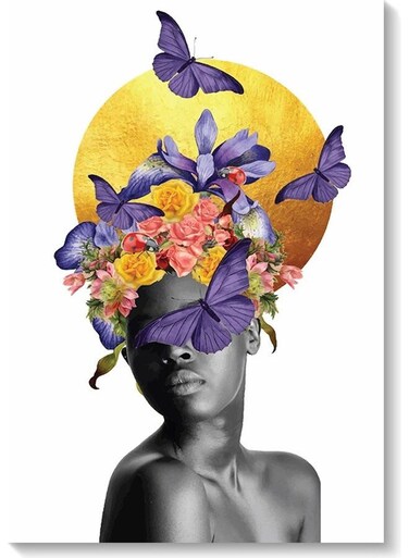 Woman and Butterflies Wall Art Multicolour 40x60cm