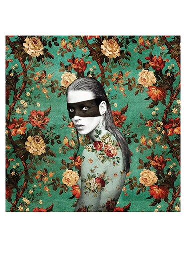 Woman Themed Wall Art Green/White/Orange 30x30cm