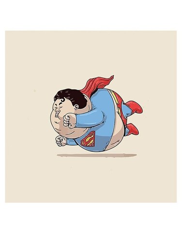 Superman Printed Wall Art Beige/Blue/Red 30x30cm